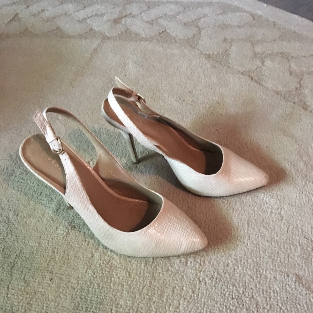 Cream faux snakeskin heels